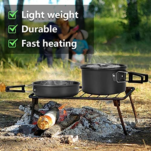 Комплет за готвење за готвење на Aigear Camping со тава за садови за складирање и тава за тавани и чајници за кампување за кампување