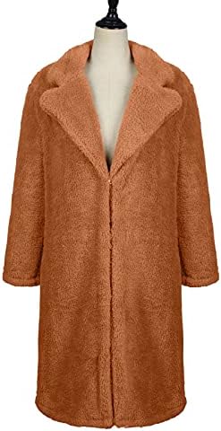 Женско руно долго палто зимско топло случајно плус големина палто палто цврсто тенок лаптоп јакна со долг ракав задебелен кардиган