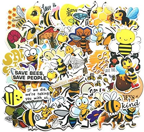 50 парчиња симпатична пчела налепници за багаж за ладилник за мобилни телефони за мобилни телефони, чаша за вода, налепници за природа
