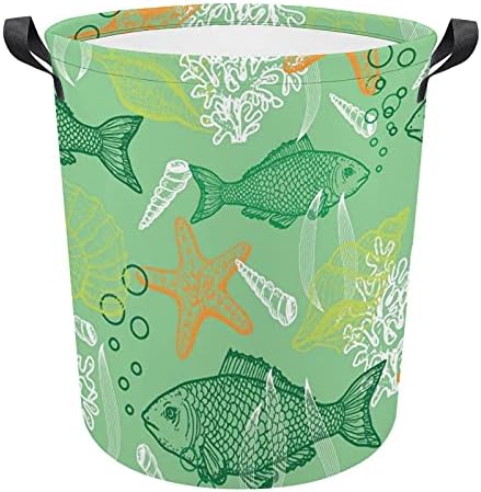 FODUODUO за перење, цртан филм риби и морски школки, starвездени риби, алишта за перење со рачки што се преклопуваат со преклопување валкана торба