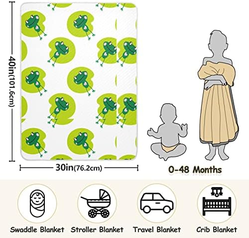 Swaddle Clute Frog Lotus Lairs памучно ќебе за новороденчиња, примање ќебе, лесен меко висино ќебе за креветчето, шетач, расадник ќебиња, 30х40