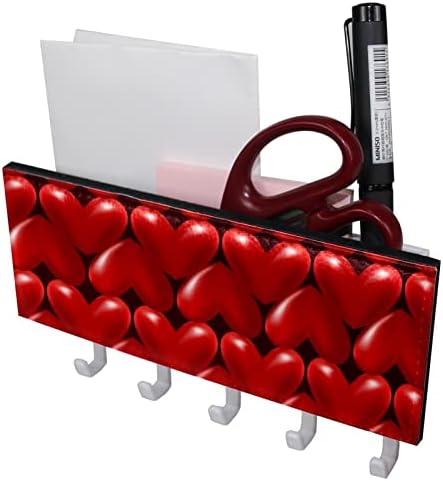3Д срца црвена loveубов Ден на вinesубените Организатор на решетката со 5 куки wallидна кујна за кујнски полици за решетки за повеќекратна