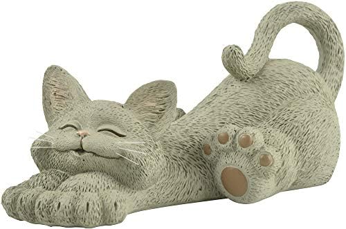 Чудна фигура за сива мачка, слатка колекција - Среќна колекција на мачки - подароци за lубители на мачки за жени, подароци за lубители на мачки