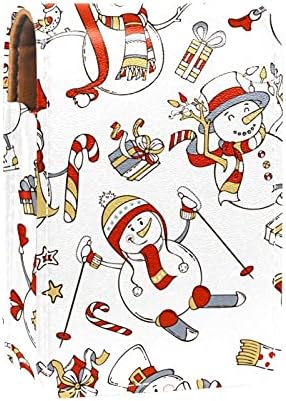 Симпатична Божиќ Снешко Скијање Танцување Усна Сјај Држач Кармин Случај Преносни Шминка Торба Патување Кармин Организатор Случај