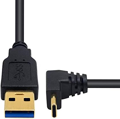 Poyiccot USB ТИП C Кабел За Полнење 90 Степен, 3.3 стапки/ 1m Тип C Брз Полнач USB 3.0 а ДО USB C нагоре &засилувач; Надолу Агол