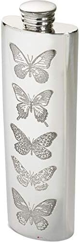Мали 3оз Калај Чанта Колба Со Пеперутка Дизајн може Да бидат Врежани На Грб