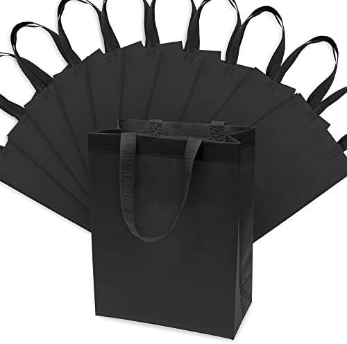 Црна торба за подароци - 12 пакувања со голема големина Премиум за крпа за ткаенини за палење со ткаенини со рачки, за рачки, за