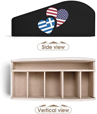 Грција наслово за далечински управувач на знамето на САД, кутија за организатор на кожа со 6 оддели за складирање за дневна соба спална соба