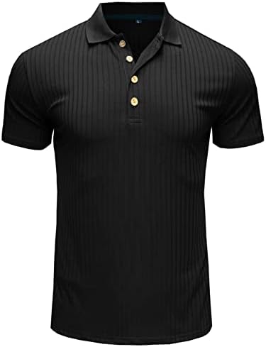 Машка поло маица кратка ракав Поло, обична копче Lapel Slim Fit Basic Golf Tees Sport Polo T-Mirts Top Bluze