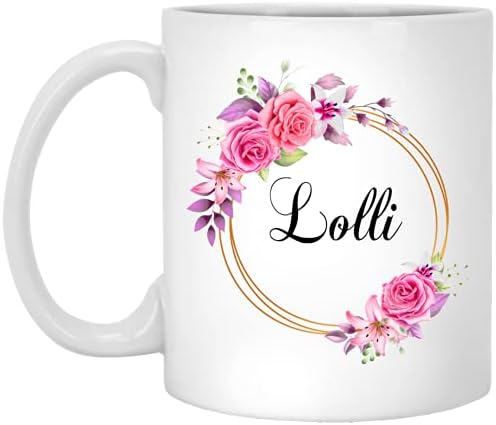 Gavinsdesigns Lolli Цвет Новина Кафе Кригла Подарок За Денот На Мајката-Lolli Розова Цвеќе На Златна Рамка-Нов Lolli Кригла Цвет - Роденден
