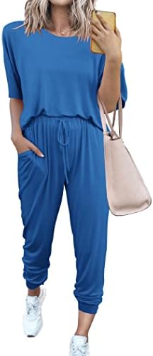 Preattersенски женски 2 парчиња облека со кратки ракави со кратки ракави со влечење на долги панталони
