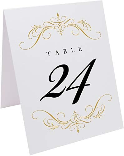 Класични броеви броеви на свадбени маса, злато, 1-20, двострана, шатор или употреба на штанд, одлично за забави и ресторани - направени