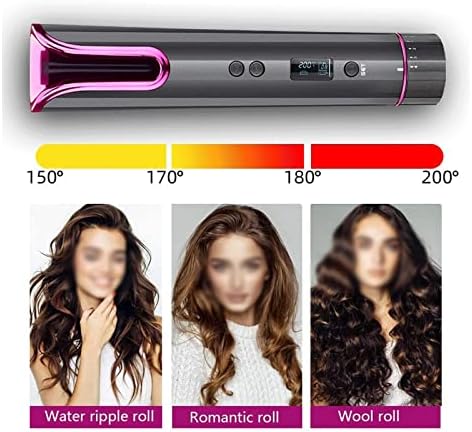 Vogue Automatic Curler за коса безжичен ротирачки виткар USB преносен LED дигитален дисплеј Температура прилагодлива алатка за стилизирање на
