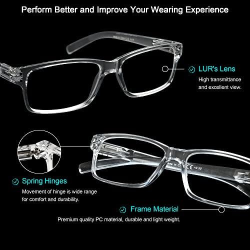 Лур 6 пакувања чисти очила за читање + 3 пакувања метални очила за читање на половина рамка