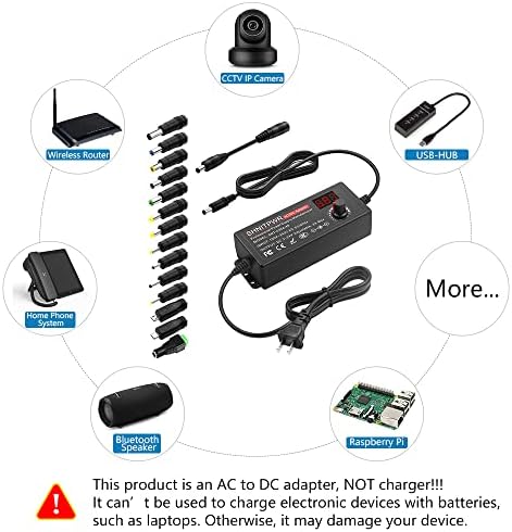 Shnitpwr Universal AC до DC адаптер 3V ~ 24V 2A 48W Преклопување на напојување 3V 5V 6V 9V 12V 15V 18V 19V 20V 1A 1.5A 2 AMPS Прилагодлив трансформатор