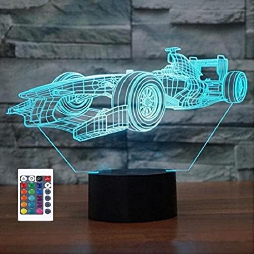 Superiorvznd Racing Car Formes 3D ноќно светло далечински управувач со моќност на допир табела за табела Оптичка илузија ламби