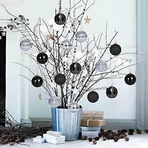 36 парчиња 6см црни сребрени божиќни топки украси за новогодишна елка - Божиќни украси - Божиќни топка топка бомби украси - Божиќна
