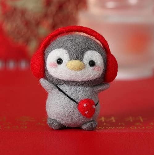 Welliestr (B Прекрасна пингвин волна игла комплет за пакет без завршен пакет за комплет за DIY, Божиќ роденден Најдобар рачно изработен подарок