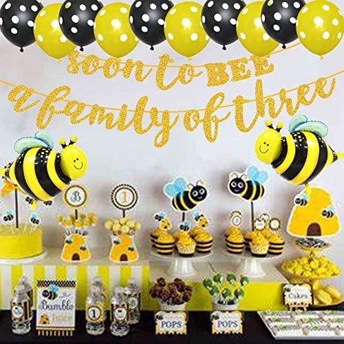 Летдек Наскоро ЌЕ БИДЕ Семејство На Три Банери, Добредојде Банер За Забави За Бебиња, Бумбари/Бумбари Пчели/Мед Чешел Пчела/Пчелни Кошници