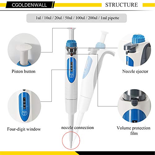 Cgoldenwall Micropipette Micropipette Рачен Прилагодлив Пипет Пипетер Пипетор Прилагодлив И Фиксен Волумен Едноканален Четирицифрен