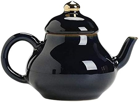 Чајник керамички чајник со сина чај со чај од чај, керамички едноставен страничен филтер чајник