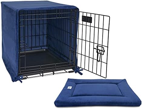 Соништа за миленичиња - Мал 24 -инчен сафир сина боја за дишење гајба и нетоксичен кучиња кревети сет луксуз велур, машина за