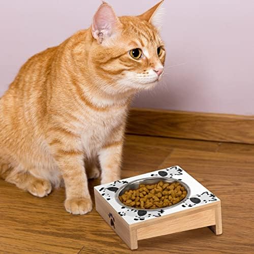 Симпатична единечна мачка со мачки анти-повратни, покачена чинија за мачки за рамни мачки, мали кучиња, заштита на 'рбетот за домашни миленици