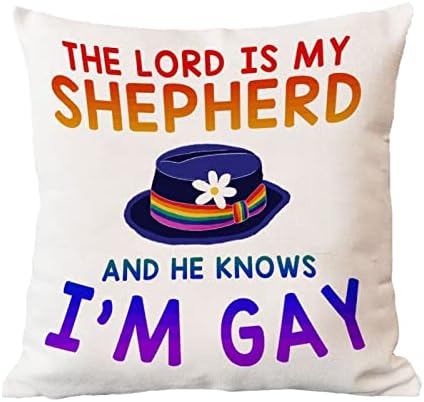 Фрли ја перница покритие Господ е мојот овчар и тој знае дека сум геј перница кутија гордост лезбејски геј ЛГБТК перница покритие рустикален