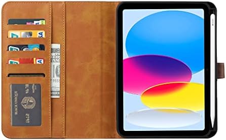Тешка таблета таблета кутија компатибилен со iPad 10 -та генерација 10,9 инчи 2022 објавен, премиум PU Leathermagnetic Clasp Flip