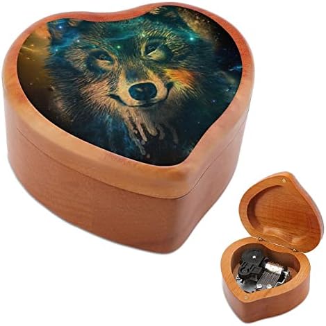 Уста маска ноќ ноќна часовничка музичка кутија гроздобер дрвена форма во форма на срцев кутија играчки подароци украси