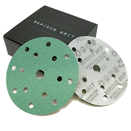 Сериозен рез - 6 -инчен асортиман на дискови за пескање со 15 дупки - 80, 120, 150, 180, 220 решетки - тешки дискови со кука и јамка со велкро