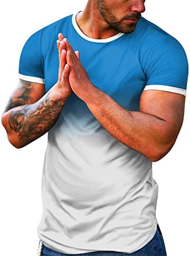 Xiloccer mens пролетно лето лето -обичен спортски спортски градиент градиент на тркалење на вратот со кратки ракави маички