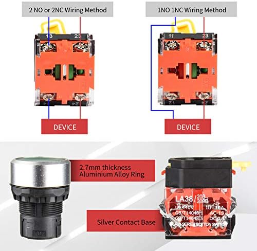 APIELE 22mm Моментален Прекинувач За Притискање На Копчето Пластично Тело Метална Глава Со Led 110-120V AC/DC