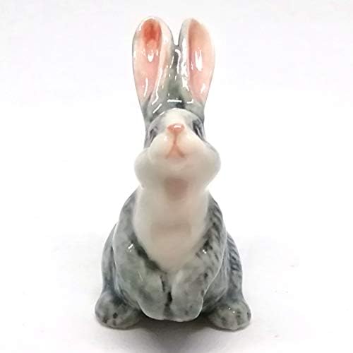 Зоокрафт порцелански зајачки зајаче фигура сива рака насликана керамичка минијатурна колекција