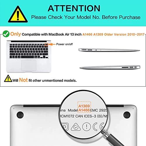 Mosiso компатибилен со MacBook Air 13 Inch Case Old Old Version 2010-2017 Објавување, пластична тврда школка кутија и тастатура за покривање