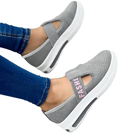Дами Мода Еднобојна Мрежа За Дишење Клин Платформа Обични Чевли Чевли За Чорапи Женски Патики