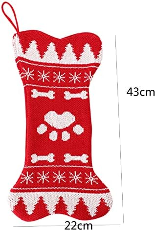 Божиќни чорапи карактер куче коска мачка плишана постелнина висечка ознака плетена граница гномска вештина Божиќни украси