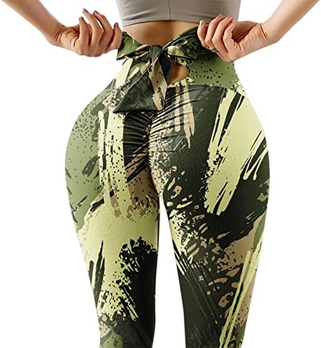 Женски јога панталони кои печатат високи половини за истегнување на фитнес спортот вежбаат хеланки задникот за лифт на панталони