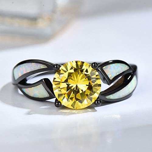 Продавница за накит Ауњамане Елегантна рубин рубин жолт Топаз оган Опал црн златен венчален прстен со големина 5-10