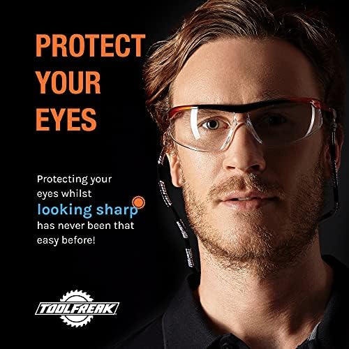 Безбедносни очила за агенти со алатки, леќи за завиткување, U6 UV и оценка на влијанието на ANSI Z87.1, торбичка и кабел за вратот