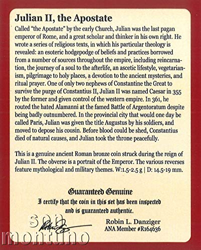 ЈУЛИЈАН ВТОРИ-Античка Римска Бронзена Монета Во Папка со Потврда за Автентичност 361-363 Н. е.