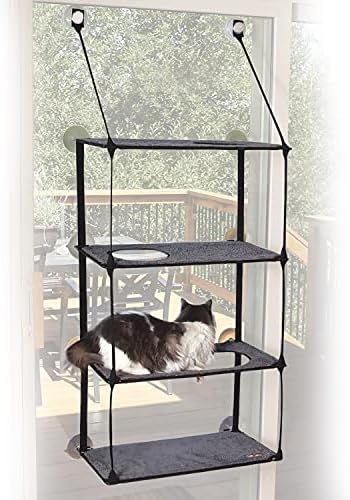 K & h миленичиња производи ez монтирање прозорец празник кревет, мачка прозорец хамак, цврста прозорец за мачки перки за големи мачки, мачки прозорец за мачки мебел за
