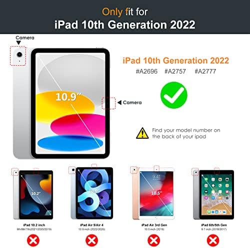 Ротирачки случај на dtto за iPad 10 -та генерација 10,9 инчи 2022, 360 степени ротирачки премиум кожа фолио заштитено заштитно покритие
