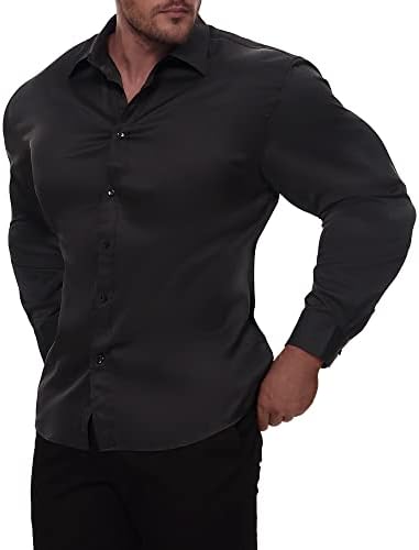Алименс и нежни машки тенок фустан кошули со долги ракави, без цврсто деловно работење, формално основно копче, двојно копче надолу