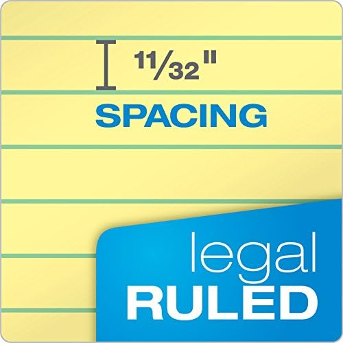 Врвот на правната подлога плус влошки за пишување, лепак, 8-1/2 x 11, правно правило, канаринска хартија, 50 листови, 12 пакувања