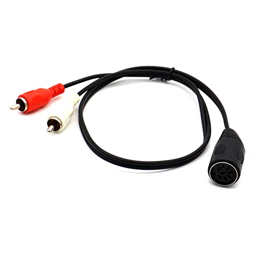 LOKEKE DIN 8PIN TO 2RCA CABLE, DIN 8 PIN FEMALE TO 2RCA црвено бело машко стерео аудио кабел за кабел за кабел за звучна опрема ЦД плеер за приемник