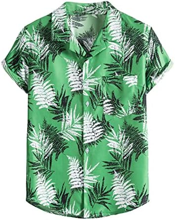 Xzhdd 2 парчиња Хавајски плажа сетови за машки памучни постелнина лето кратки ракави копче надолу по цветни кошули алоха шорцеви поставени