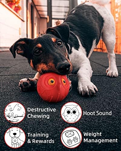 Giggle Ball за кучиња Оул кучиња играчки за агресивни џвакачи кучиња топка играчка за кутре средни големи кучиња природна гума