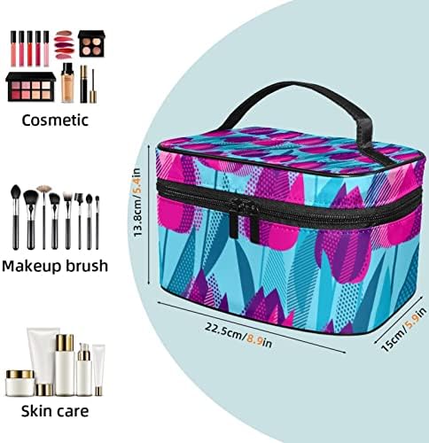 торба за Шминка за Патување јојоамој, Шема На Цвет Од Лале Голема Козметичка Торба Организатор На Шминка Мултифункционални Торби За Тоалети