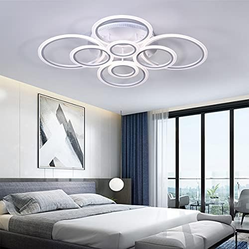 Синеарна затемнета модерна LED таванска светлина ， 39 ”LED тавански ламба, 8 прстени испрскани монтирање на таванот за дневна соба,